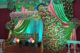 Peacock-themed decor — Omkar Event Decoration